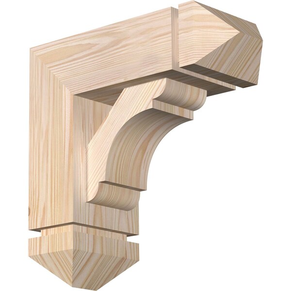 Ekena Millwork Olympic Arts and Crafts Smooth Bracket w/ Offset Brace, Douglas Fir, 5 1/2"W x 14"D x 14"H BKT0604X14X14OLY03SDF - main